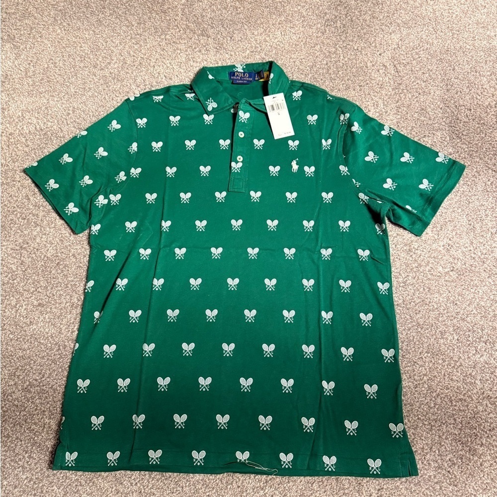 Ralph Lauren Polo in Green with White Tennis design (Wimbledon)
